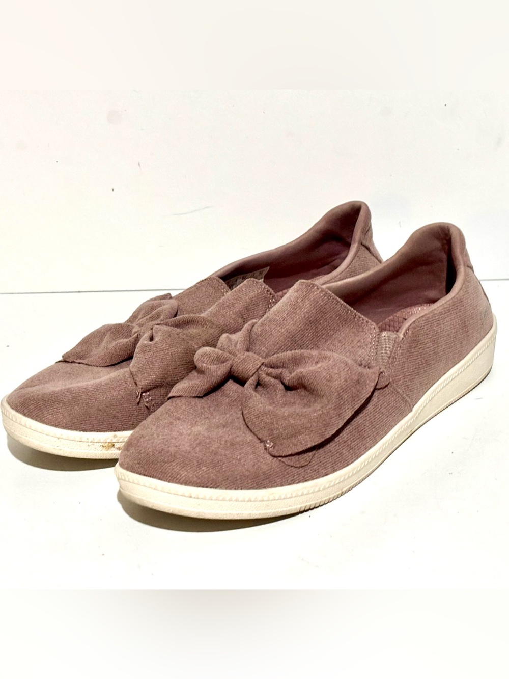 Sketchers Jersey Bow Slip On Shoes Madison Ave My Town Mauve Size 7